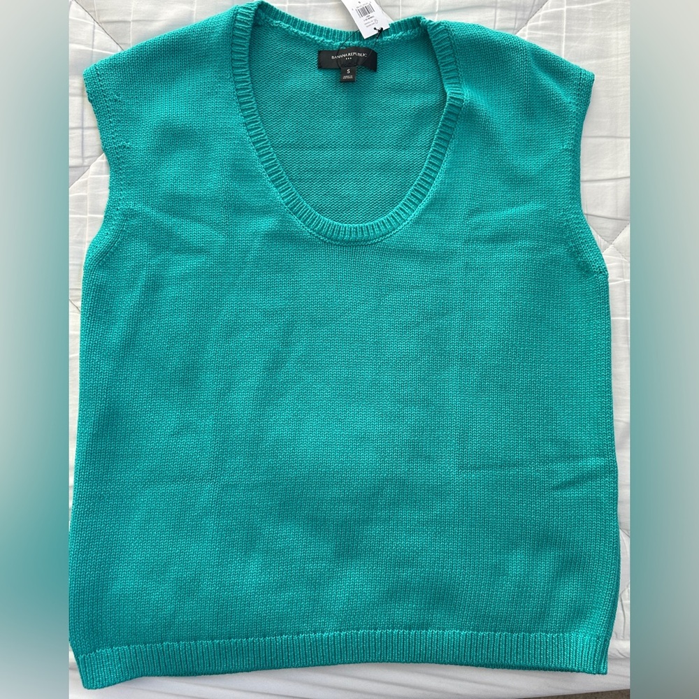 Banana Republic Teal V-Neck Knit Tank